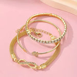 Load image into Gallery viewer, 3Pcs Vintage Crystal Heart Bracelet Set – Adjustable Infinity Cuff Bangles for Women