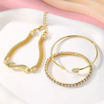 Load image into Gallery viewer, 3Pcs Vintage Crystal Heart Bracelet Set – Adjustable Infinity Cuff Bangles for Women