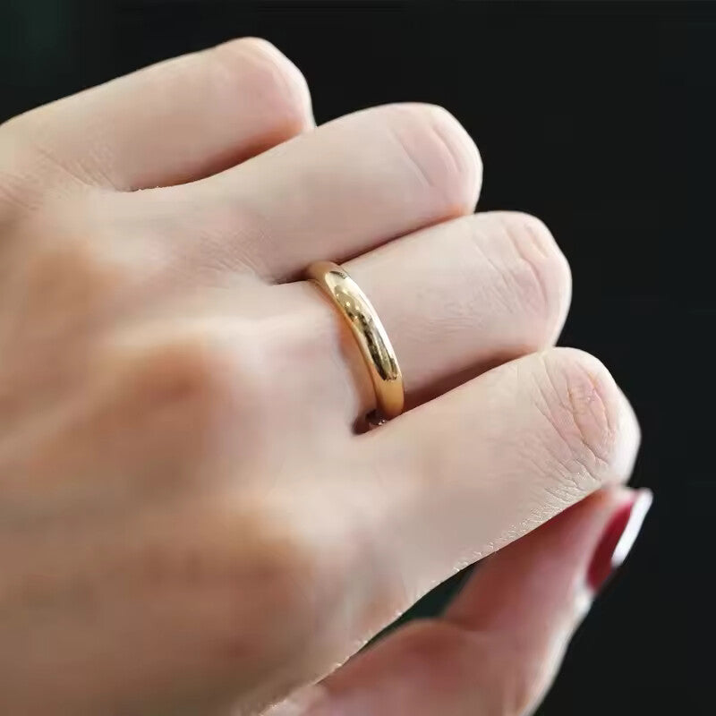 4mm Yelow Round Wedding Band – Non-Fading Couple Ring for Men & Women
