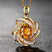 Real Yelow 2 Carat Topaz Pendant with Diamond Accents – Luxury Women’s Necklace