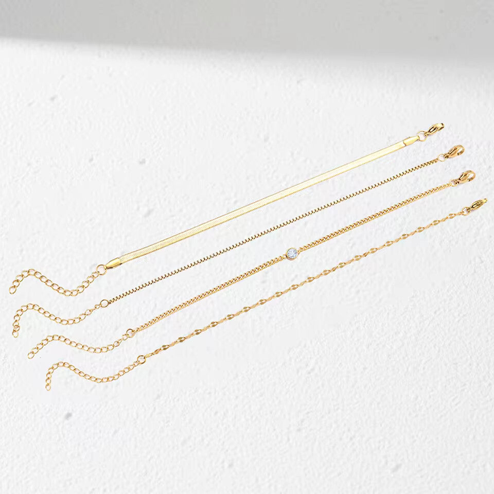 Zirconia Snake Chain Bracelet Set