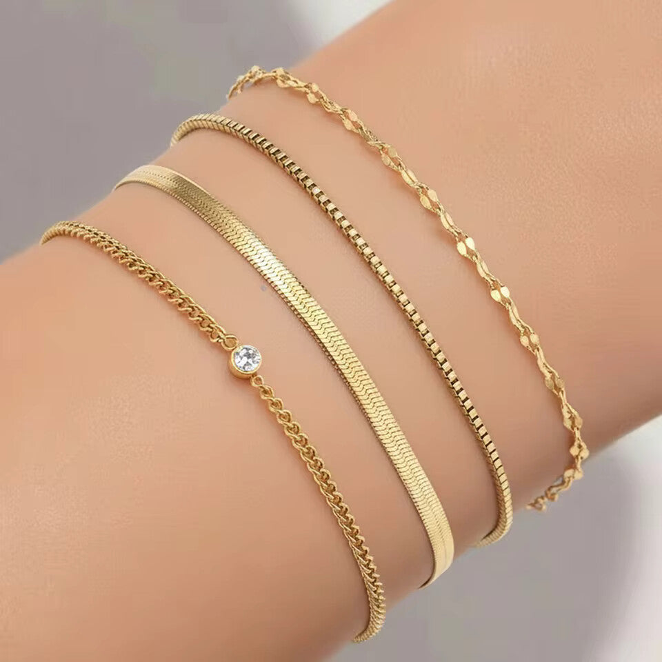 Zirconia Snake Chain Bracelet Set