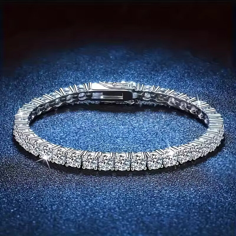 S925 Silver Platinum-Plated Moissanite Bracelet for Women