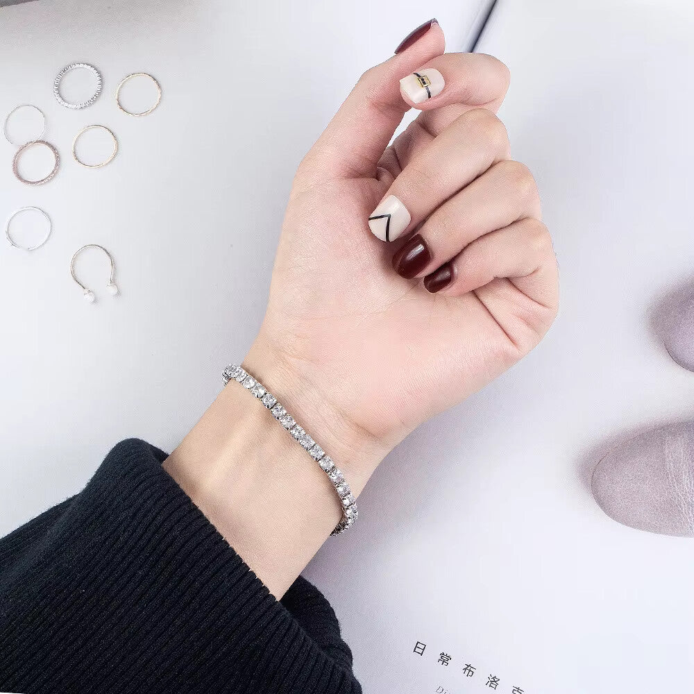 S925 Silver Platinum-Plated Moissanite Bracelet for Women