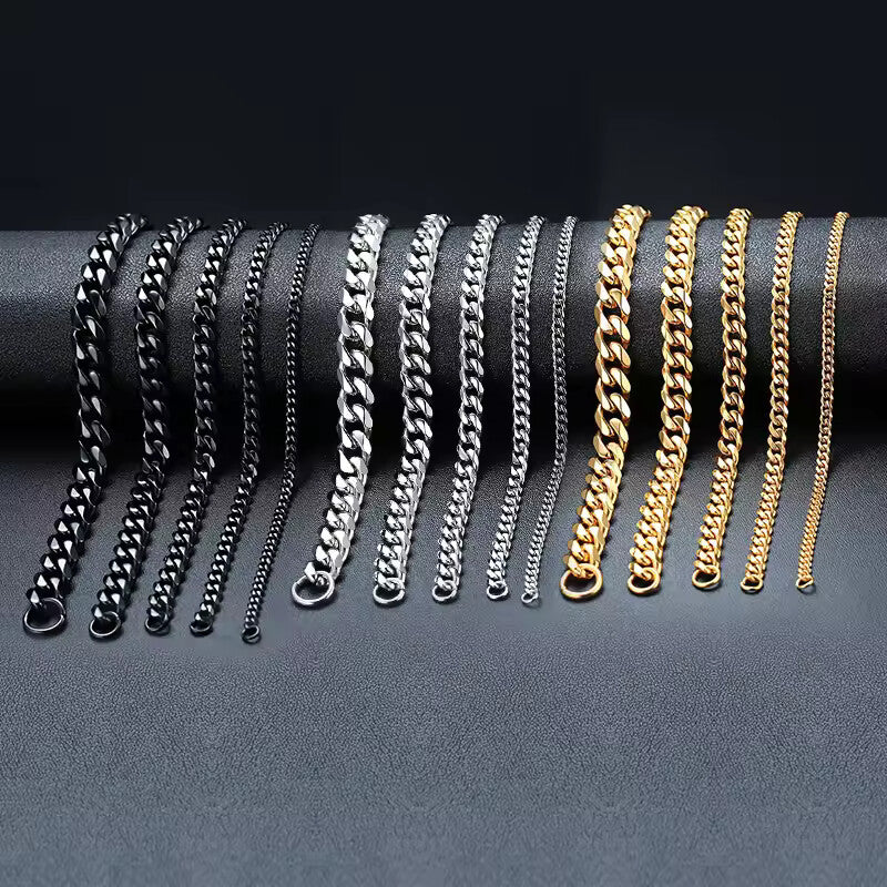 Vnox 3–11mm Miami Curb Chain Bracelet – Stainless Steel Cuban Link for Men
